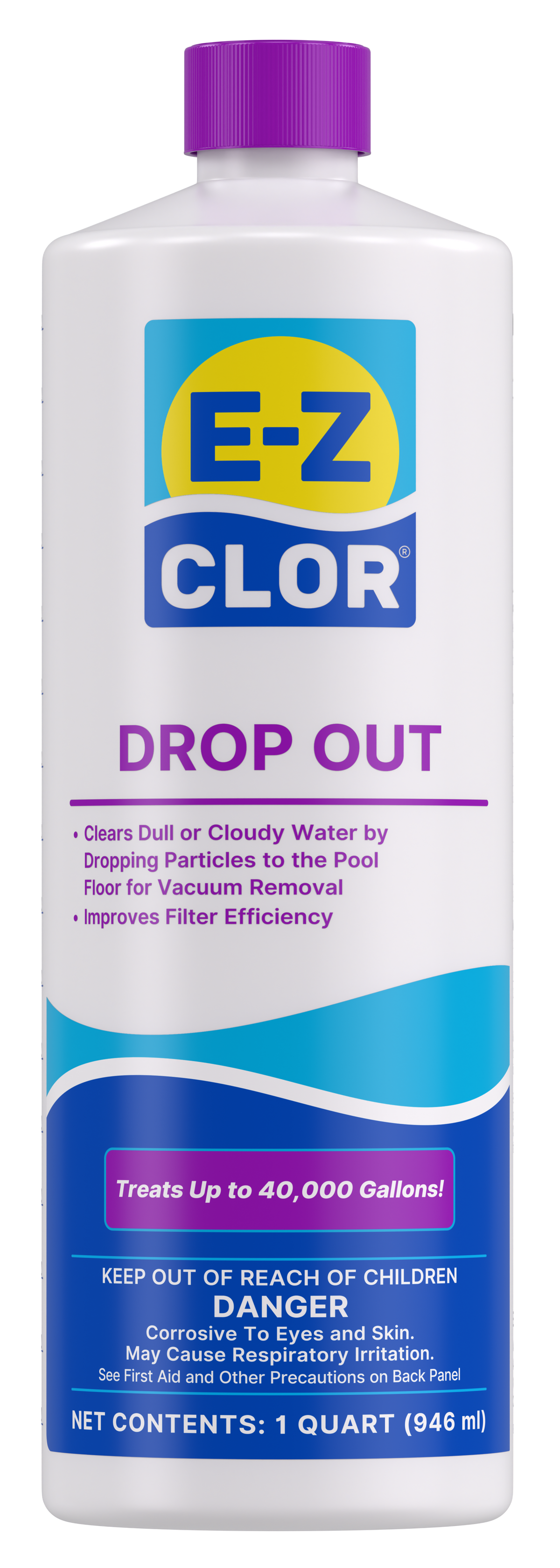 E-Z Clor Drop Out Liquid Flocculant 1 Qt Bottle