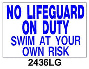 NO LIFEGUARD ON DUTY SIGN