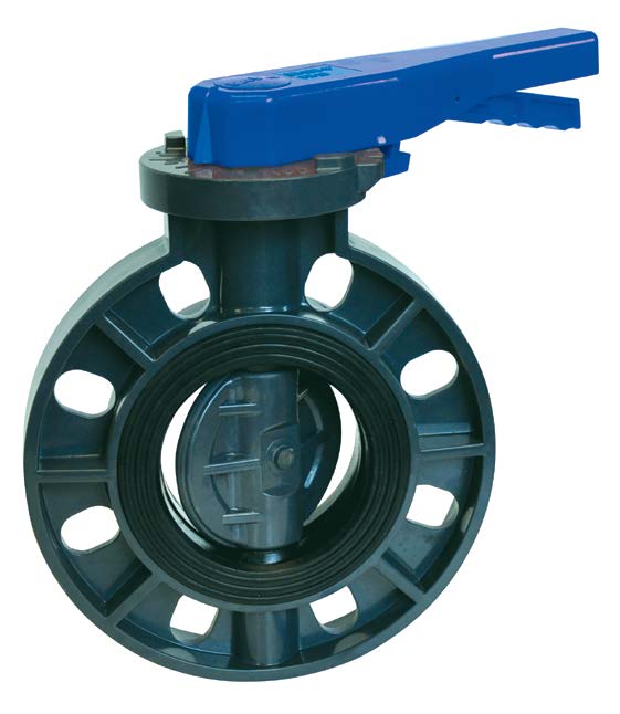 4" BFV PVC/EPDM BLUE LEVER HDL