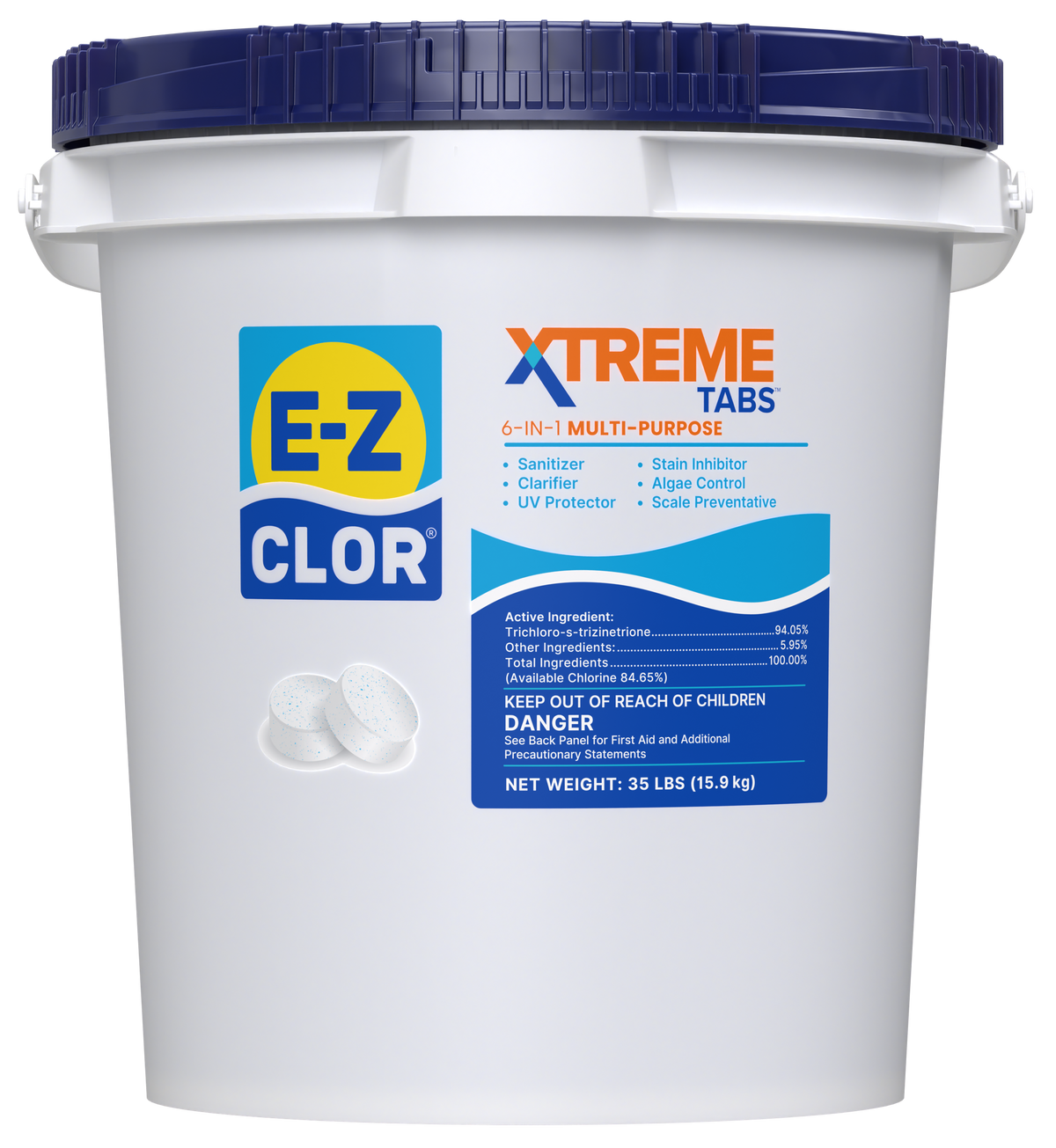 E-Z Clor 3" XTREME Tabs (unwrapped) 35# Bucket
