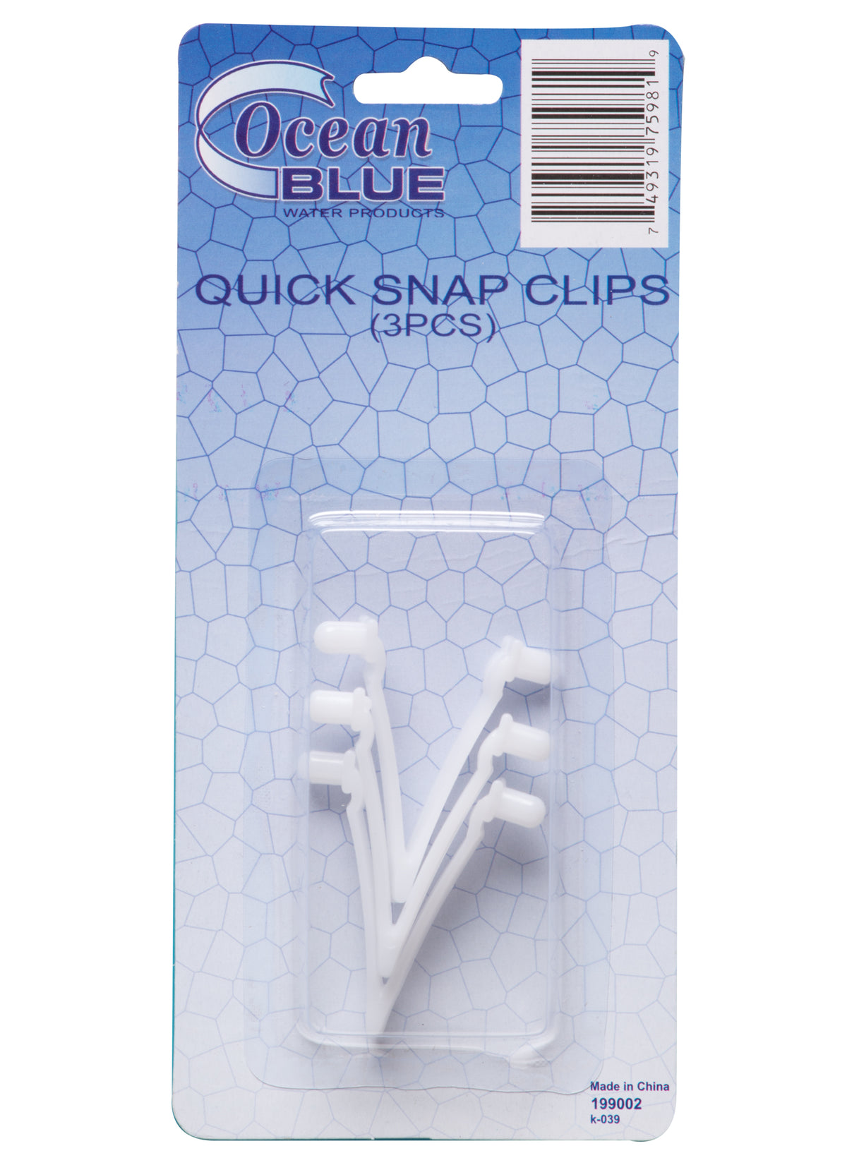Ocean Blue Spring Clip 3pk
